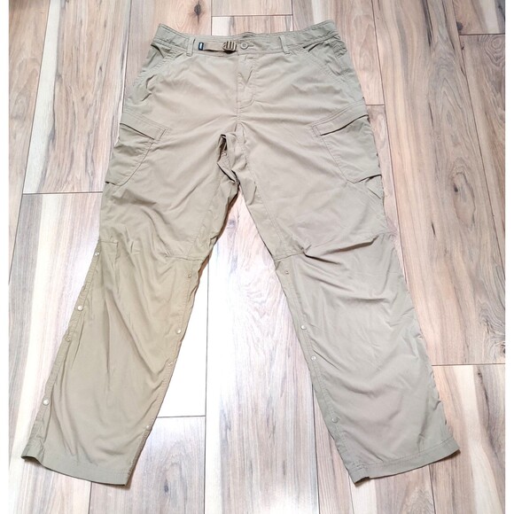REI Co-op Cargo Pants Men 36x32* Tan Sahara Roll Up Relax Fit Belted Hike Khakis - Picture 1 of 14